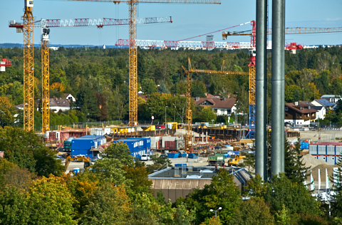 01.10.2019 - Panoramaaufnahmen von der Baustelle Alexisquartier in Neuperlach